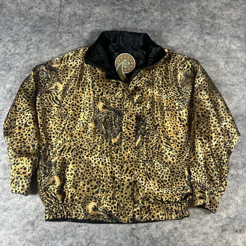 Vintage Seoul Korea 1988 Olympic Bomber Jacket Reversible Cheetah Print & Black